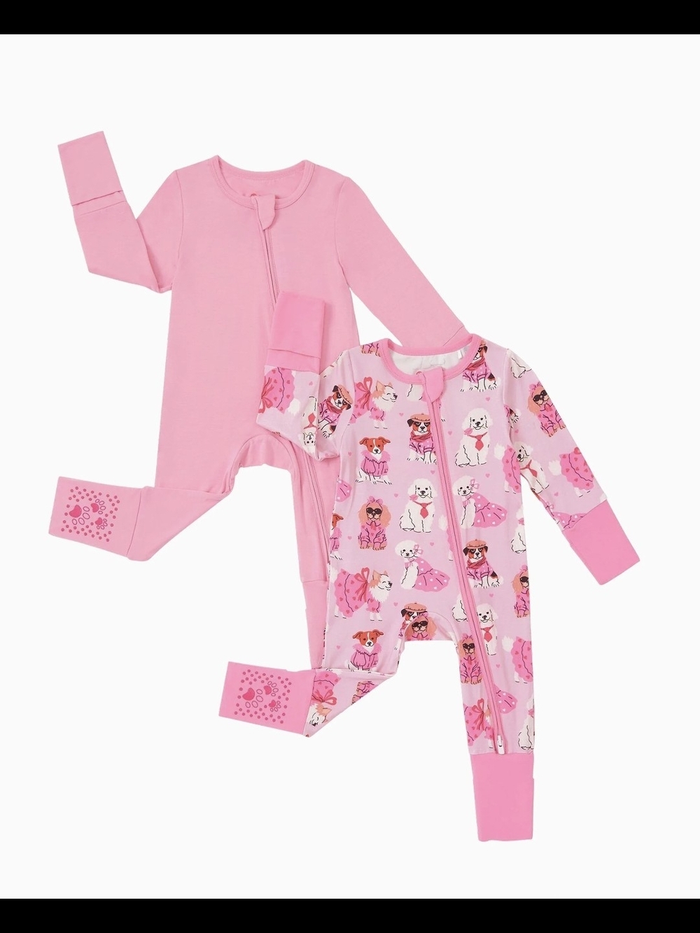PatPat Pink Girls' 2-Pack Zip Front One-Piece Sleepers 18-24m